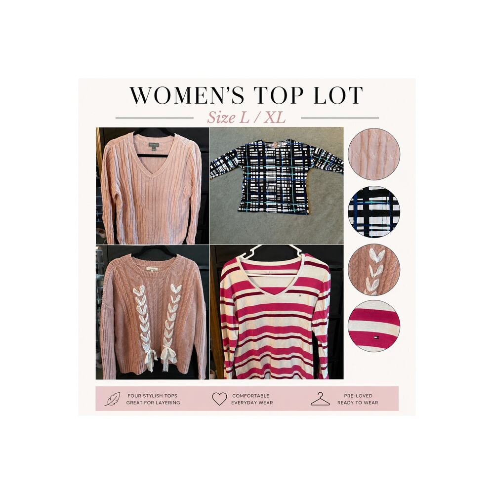 Shirt Lot Womens Size L XL Sweater Long Sleeve Blouse Casual Comfort Career